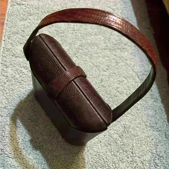 Reptile Skin Vintage Handbag Dark Brown - Picture 11 of 11